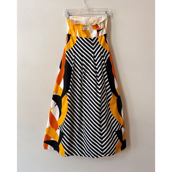 Tabitha Anthropologie Strapless Maxi Dress Size 2 Geometric Chevron Abstract - Picture 5 of 6